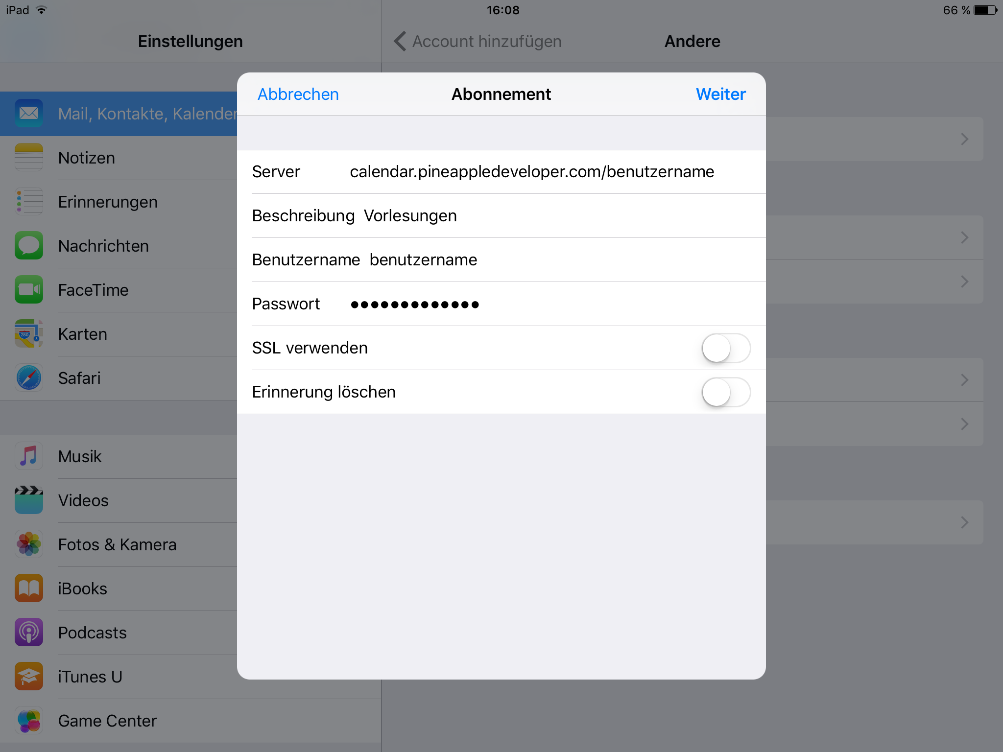 Screenshot 4 für die Einrichtung Sked Kalender Web-App auf iOS-Geräten