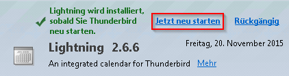 Screenshot 2 für die Einrichtung Sked Kalender Web-App in Mozilla Thunderbird
