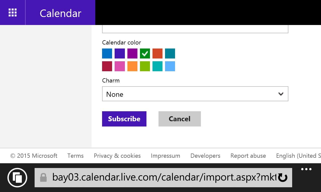 Screenshot 2 für die Einrichtung Sked Kalender Web-App auf Windows Phone