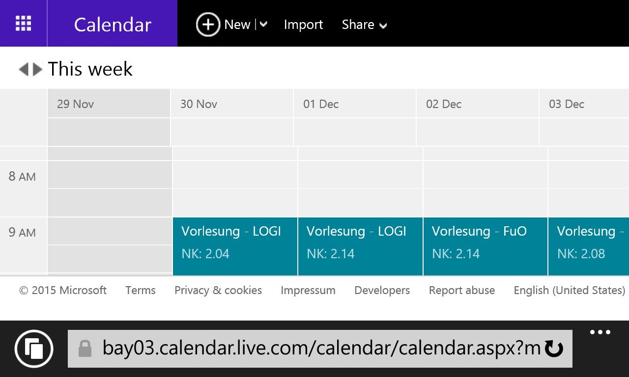 Screenshot 3 für die Einrichtung Sked Kalender Web-App auf Windows Phone